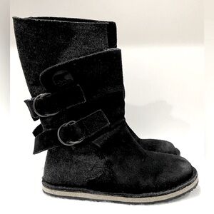 Sorel Chipahko Girls 3 Black Suede Gray Felt Winter Boots NY1846-010